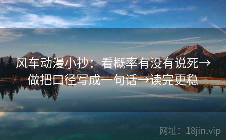 风车动漫小抄:看概率有没有说死→做把口径写成一句话→读完更稳
